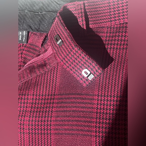 Topman Burgundy Red Check Slim Fit Trousers W34 L30 Glen Plaid Pants - Picture 8 of 10